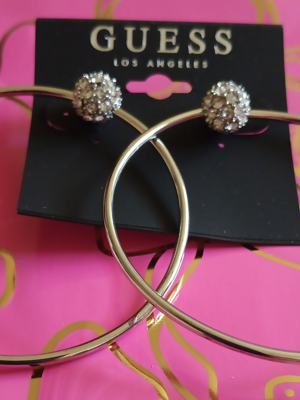 GUESS SILVER TONE HOOPS